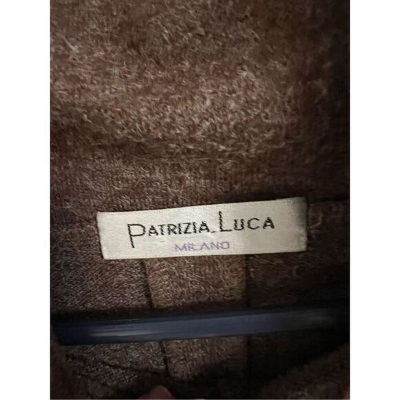 Patrizia Luca Women’s Poncho Sweater cover Button side brown high low - Picture 4 of 7